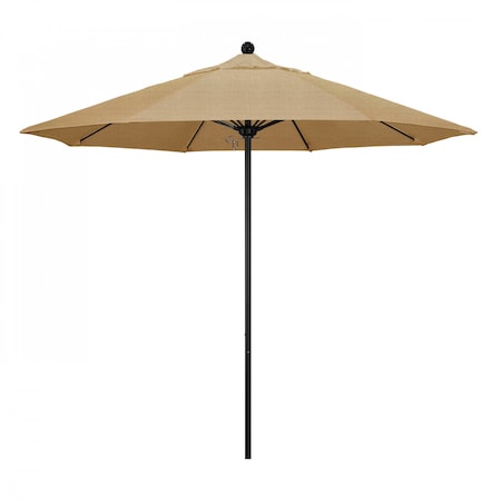 California Umbrella 9' Black Aluminum Market Patio Umbrella, Sunbrella Linen Sesame 194061335543